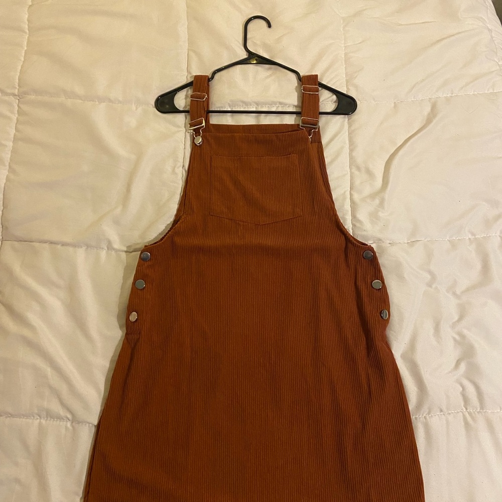 Rust Corduroy Overall Dress